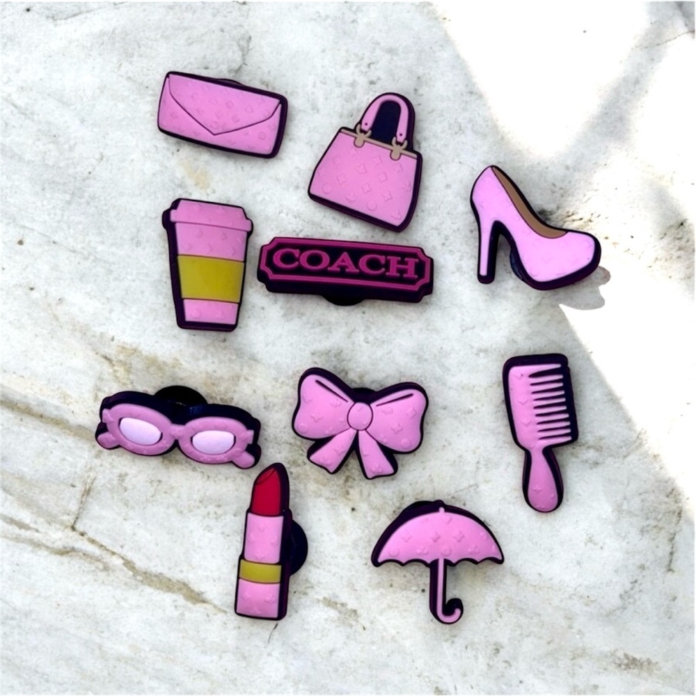 💖🆕 🎀 Shoe Charms In Pink & Black-Set of 10 NIB - Picture 6 of 7